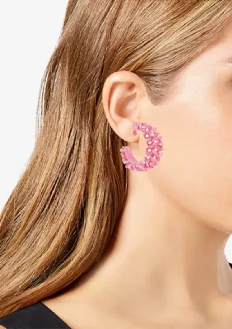 Pearl Flower Hoop Earrings