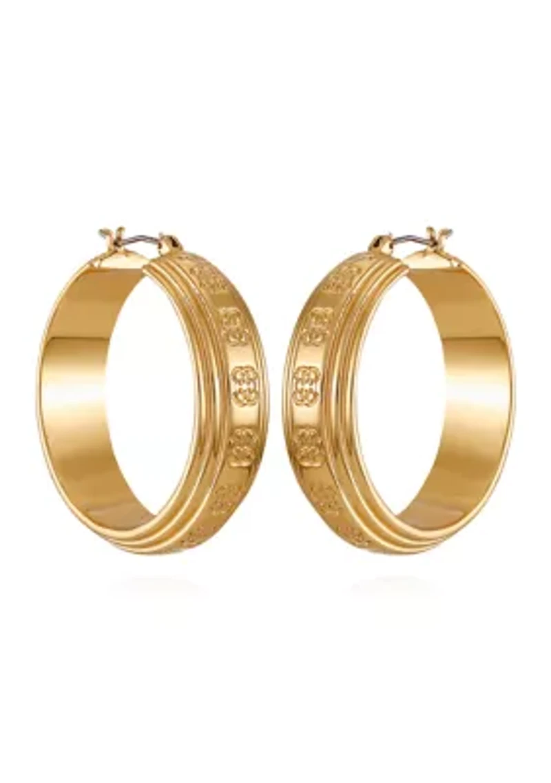 Gold Tone Logo Hoop Earrings
