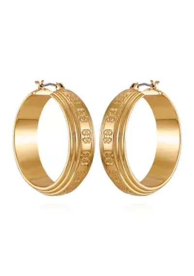 Gold Tone Logo Hoop Earrings
