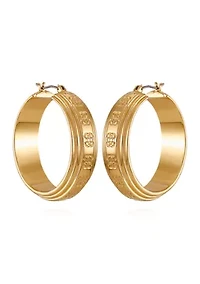Gold Tone Logo Hoop Earrings