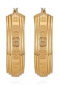 Gold Tone Logo Hoop Earrings