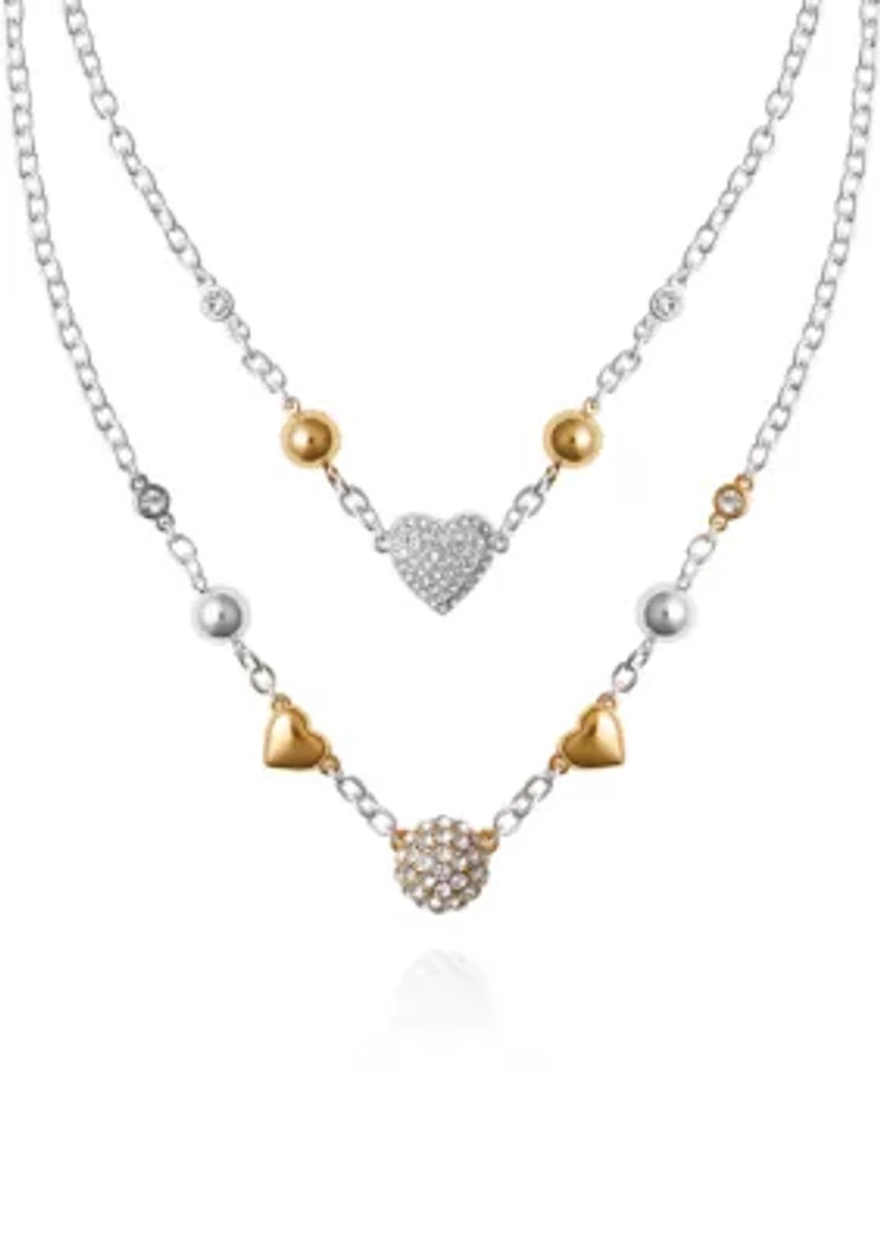 Two Tone Layered Multi Strand Necklace