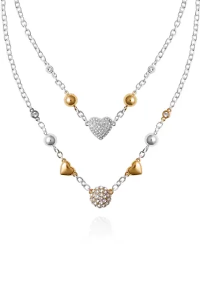 Two Tone Layered Multi Strand Necklace