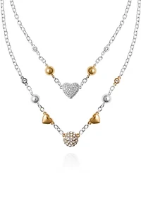 Two Tone Layered Multi Strand Necklace