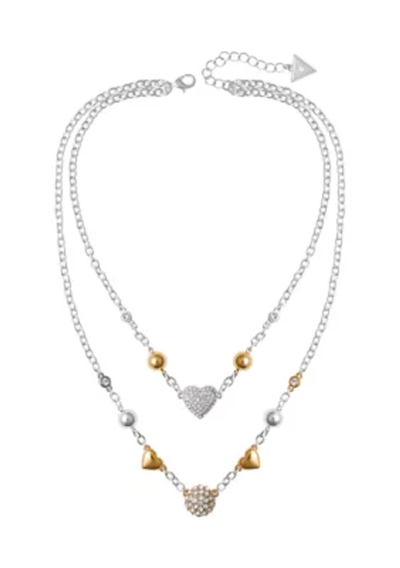 Two Tone Layered Multi Strand Necklace