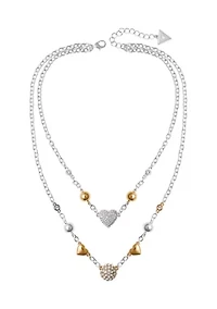 Two Tone Layered Multi Strand Necklace