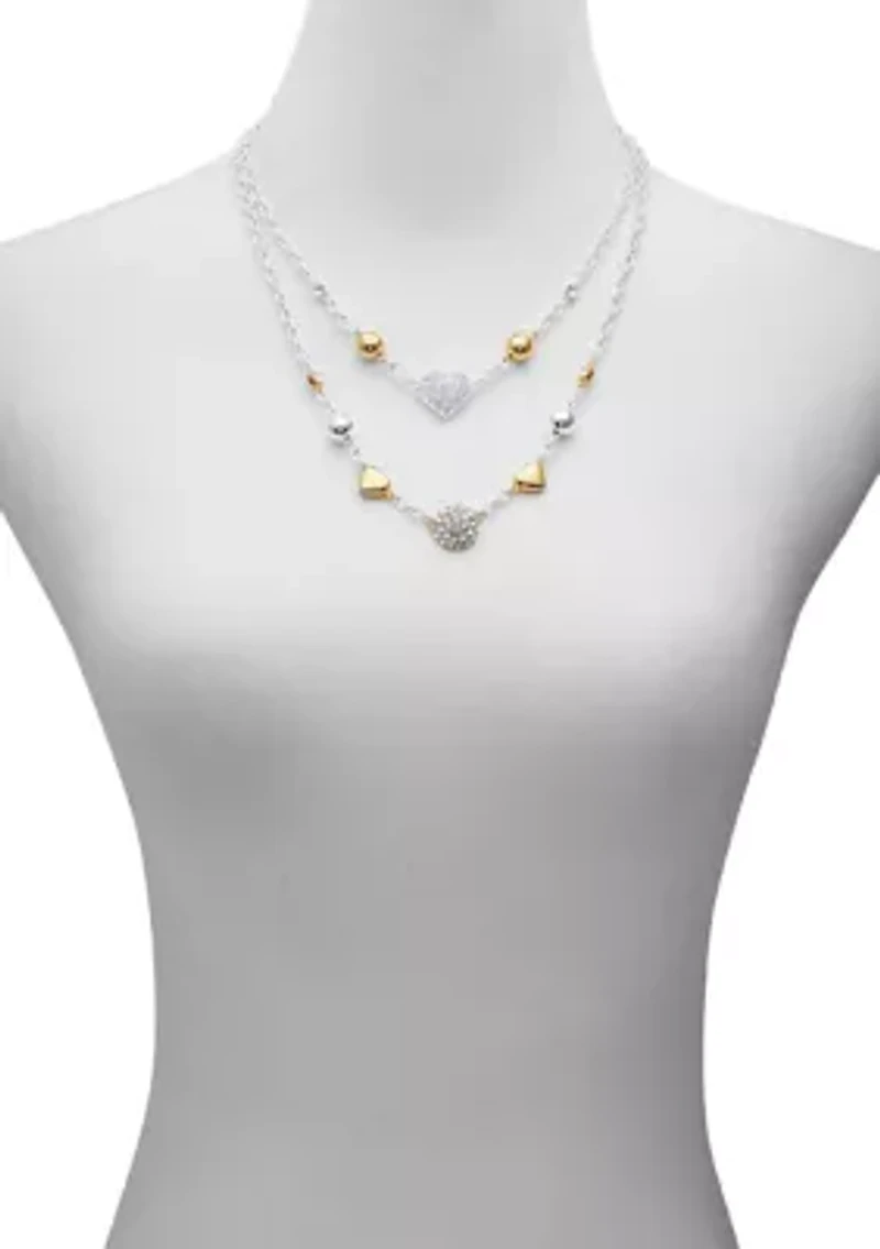 Two Tone Layered Multi Strand Necklace