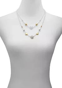 Two Tone Layered Multi Strand Necklace