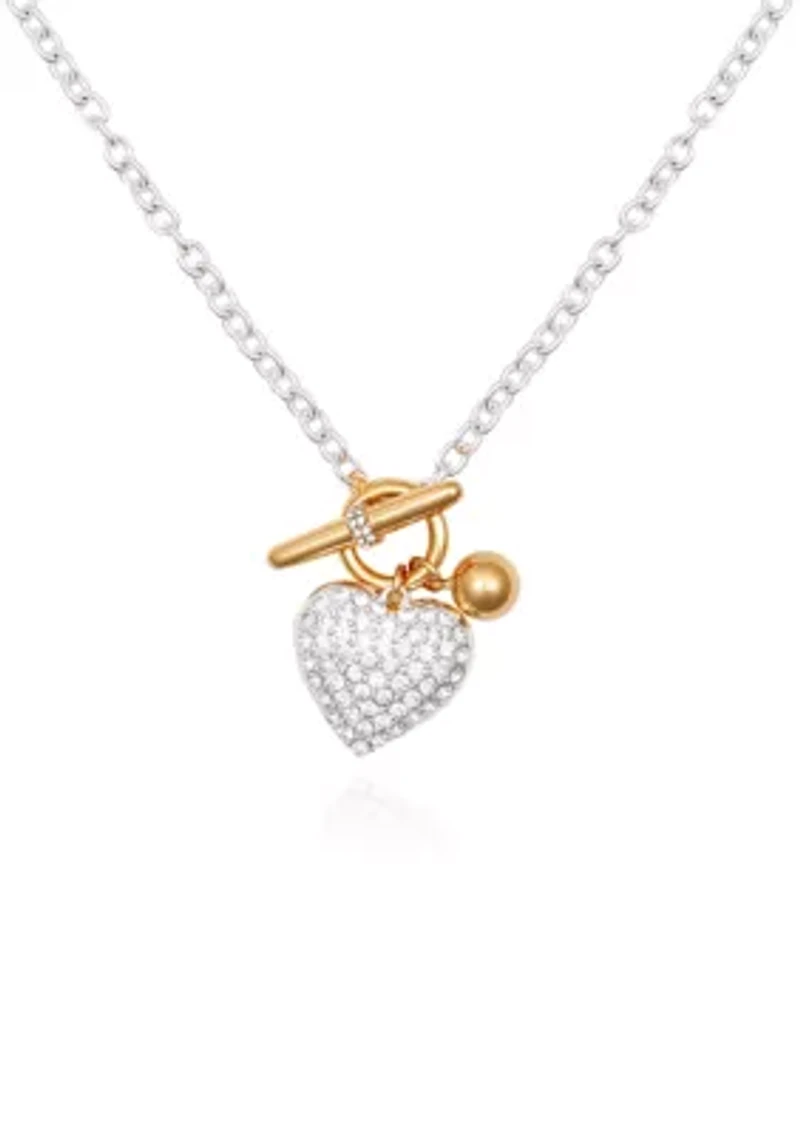 Two Tone Heart Pendant Necklace
