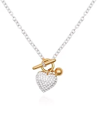 Two Tone Heart Pendant Necklace