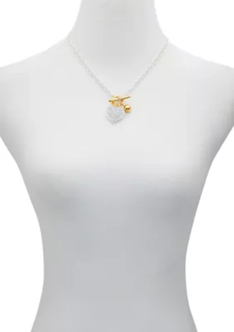 Two Tone Heart Pendant Necklace