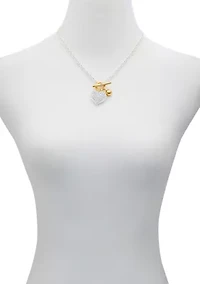Two Tone Heart Pendant Necklace