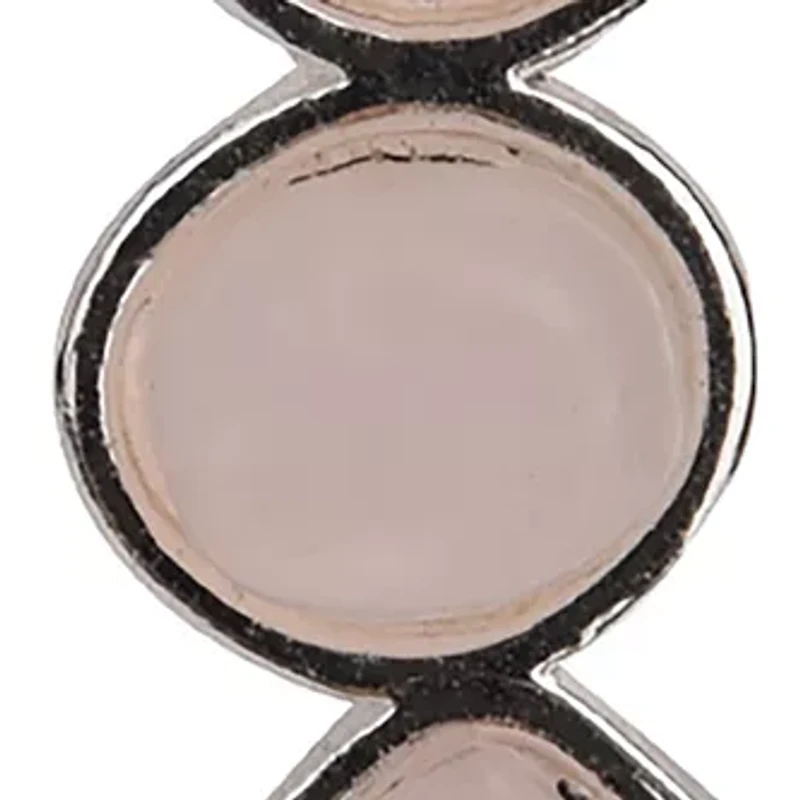 Fine Silver Plated Rose Quartz and Amethyst Cabochon Drop Earrings