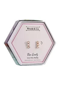 Fine Silver Plated Rose Quartz and Amethyst Cabochon Drop Earrings