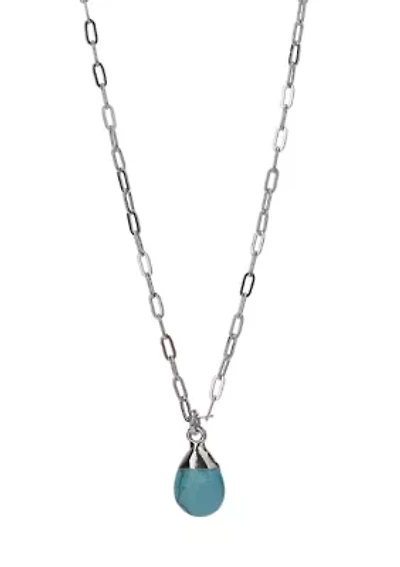 Fine Silver Plated Turquoise Pendant Necklace