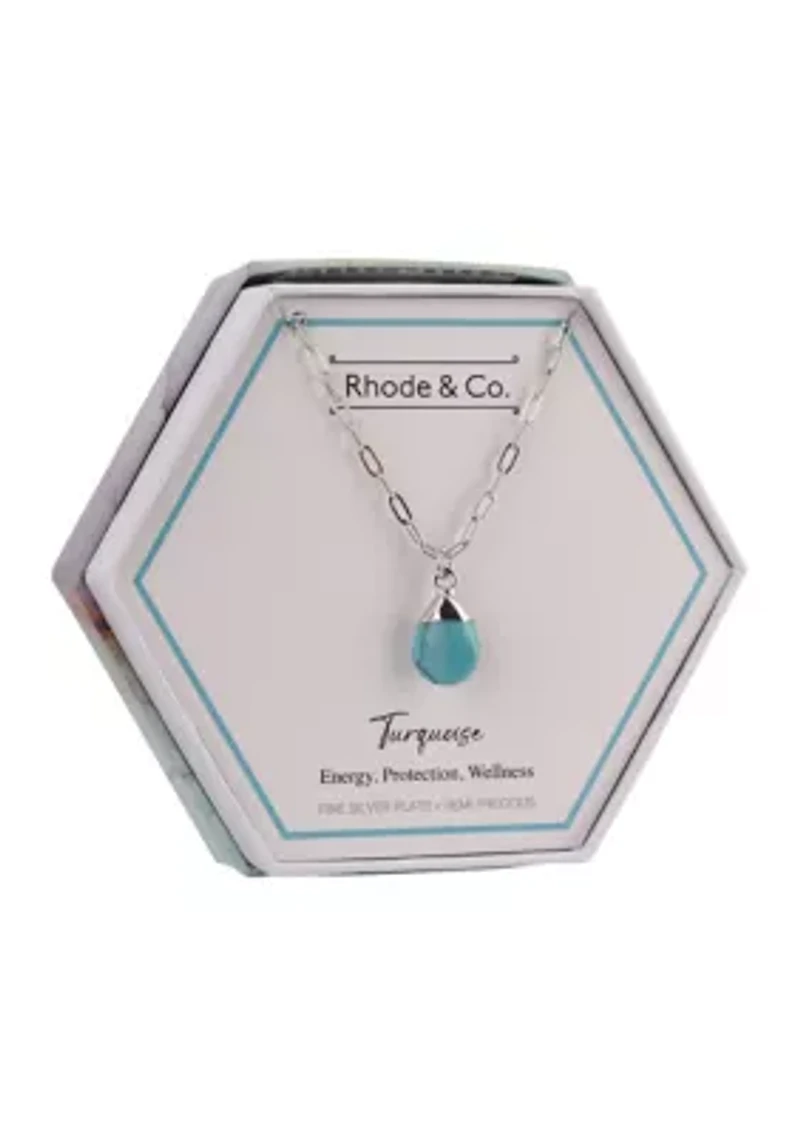 Fine Silver Plated Turquoise Pendant Necklace