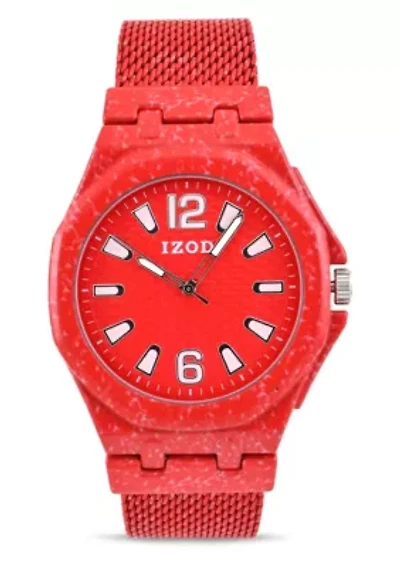 IZOD Adult Mens Analog Watch in Red Mesh Model# IZO50037