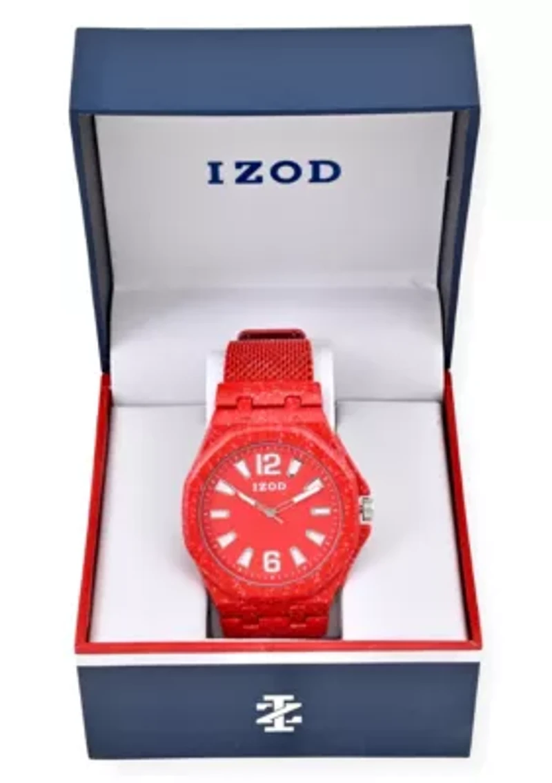 IZOD Adult Mens Analog Watch in Red Mesh Model# IZO50037