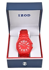 IZOD Adult Mens Analog Watch in Red Mesh Model# IZO50037