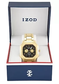 IZOD Adult Mens Analog Watch w Gold Case and Black Dial on Gold Bracelet Model# IZO50119