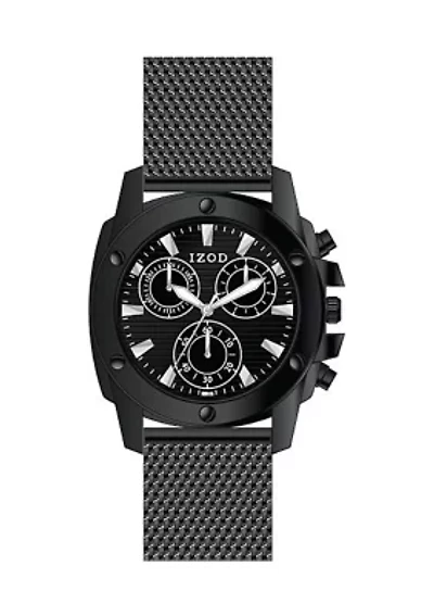 IZOD Men's Black Mesh Bracelet Watch TV shaped Case