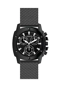 IZOD Men's Black Mesh Bracelet Watch TV shaped Case