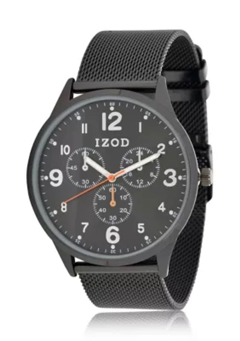 IZOD Men's Black Stainless Steel Mesh Watch