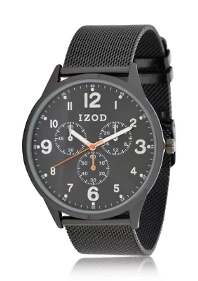 IZOD Men's Black Stainless Steel Mesh Watch