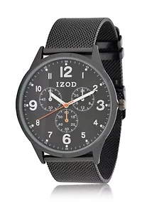IZOD Men's Black Stainless Steel Mesh Watch