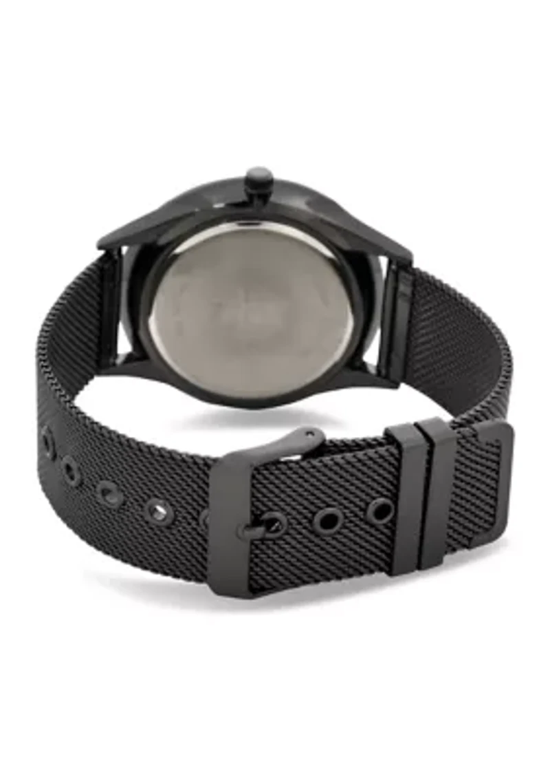 IZOD Men's Black Stainless Steel Mesh Watch