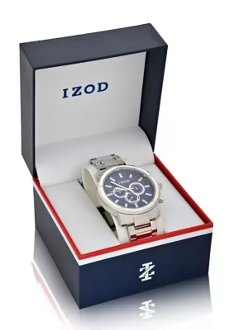 IZOD Men't Silvertone Bracelet Watch