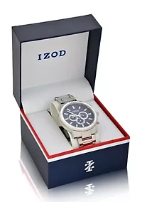 IZOD Men't Silvertone Bracelet Watch