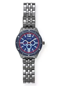 IZOD Adult Mens Analog Watch w Blue and Red Accent Dial on Black Bracelet Model# IZO5674