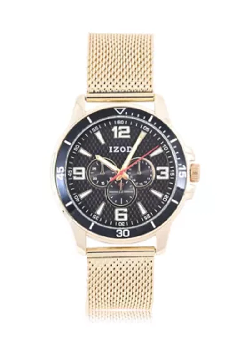 IZOD Goldtone Mesh Sport Bracelet Watch