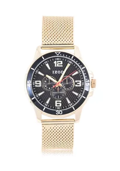 IZOD Goldtone Mesh Sport Bracelet Watch