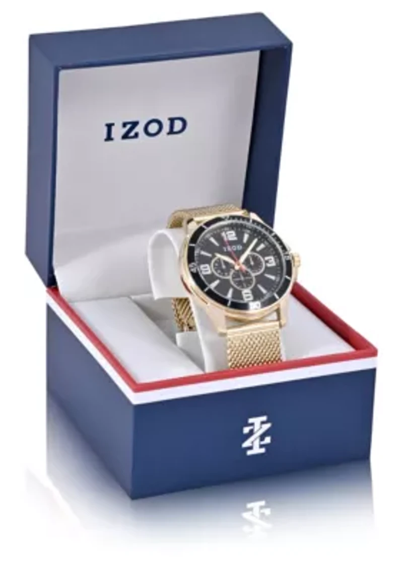 IZOD Goldtone Mesh Sport Bracelet Watch