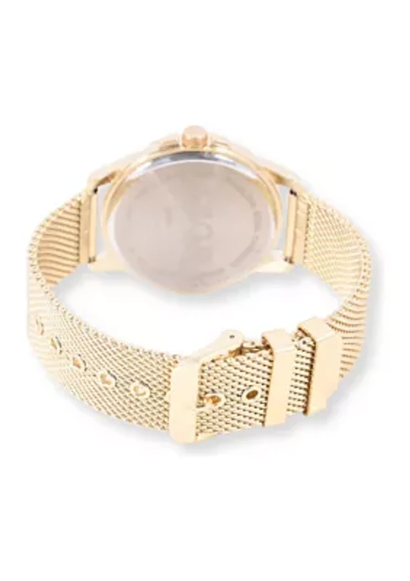 IZOD Goldtone Mesh Sport Bracelet Watch