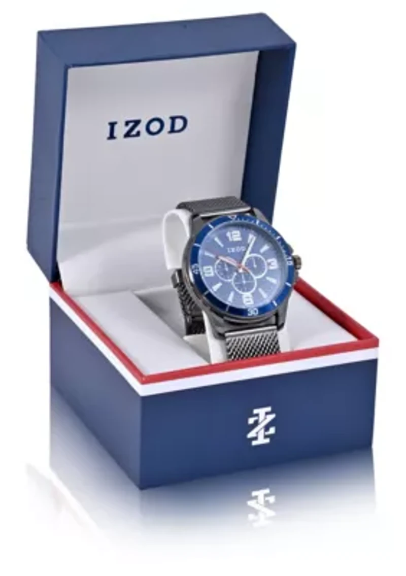 IZOD Black Mesh Sport Bracelet Watch