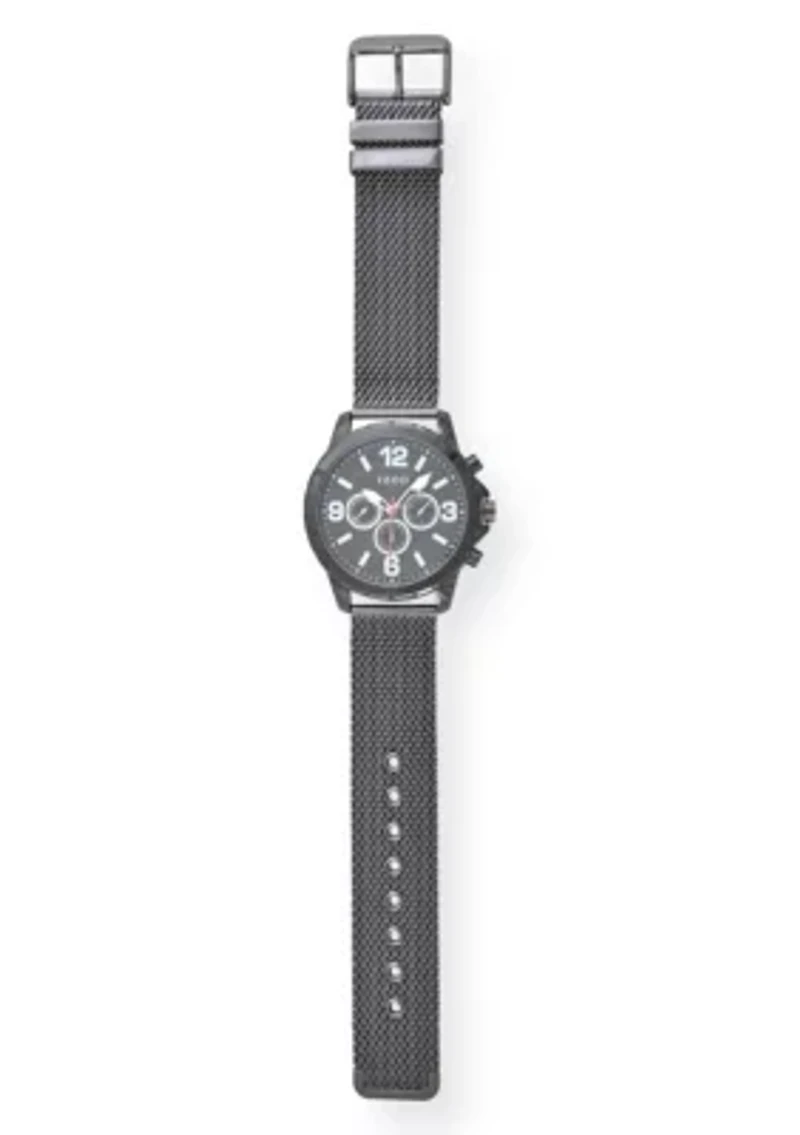 IZOD Adult Mens Analog Watch w Black Dial on Black Mesh Bracelet Model# IZO5826