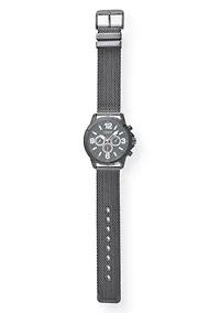 IZOD Adult Mens Analog Watch w Black Dial on Black Mesh Bracelet Model# IZO5826