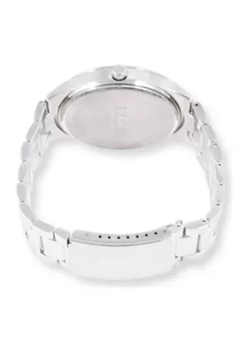 IZOD Silvertone Bracelet Watch w Red White Blue Accents