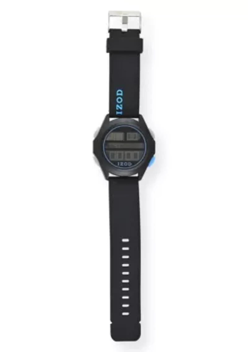 IZOD Adult Mens Digital Sports Watch in Black Model# IZO7053