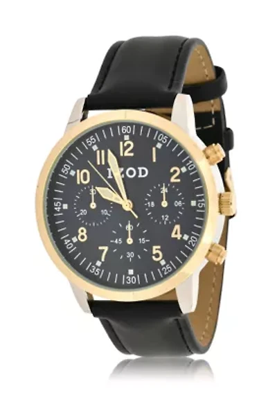 IZOD Men's Black Strap Watch with Two Tone Case