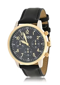 IZOD Men's Black Strap Watch with Two Tone Case