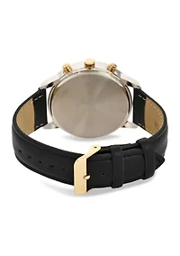 IZOD Men's Black Strap Watch with Two Tone Case