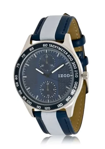 IZOD Men's Blue w Gray Stripe Strap Watch