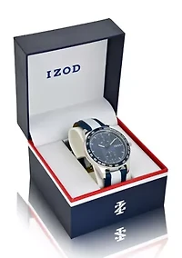 IZOD Men's Blue w Gray Stripe Strap Watch