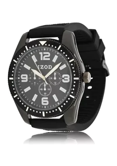 IZOD Black Textrured Silicone Starp Watch