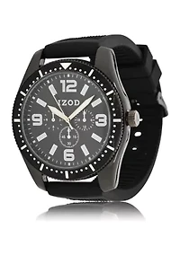 IZOD Black Textrured Silicone Starp Watch