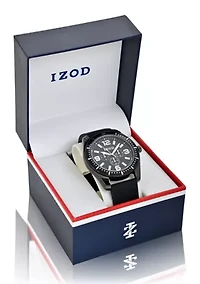 IZOD Black Textrured Silicone Starp Watch